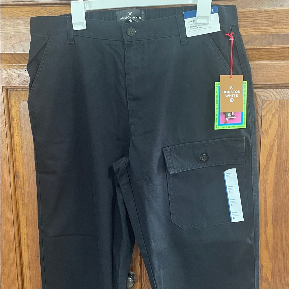 Men's Black Cargo Pants Sz.L Houston White 29 inch inseam brand new with tags